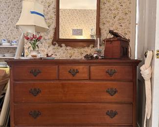 Vintage cherry dresser and mirror 