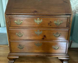 Vintage bench made pine fall front desk