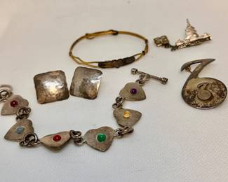 Sterling Bracelet, Pin and Earrings