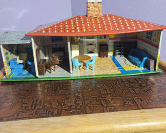 Lot 7: Tin Toy Doll House With Furniture. #1