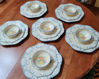 Lot 64: Set of Crown Dlucal Floral Dinner And Salad Plates With Bowls