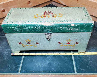 Lot 70: Small Antique Painted Wooden Box