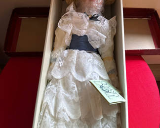 Lot 139: Dynasty Doll Collection porcelain doll in lace gown with hat
