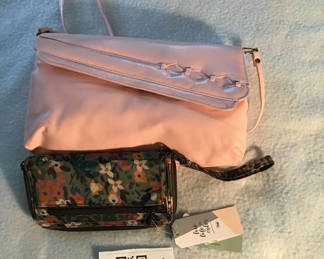 Lot 115: Pink shoulder bag and floral zippered organizer clutch