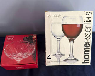 Lot 51: Mikasa crystal bowl and four Ballroom wine glasses