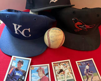 Lot 162: Baseball caps, Rich Gedman a signed baseball, and trading cards