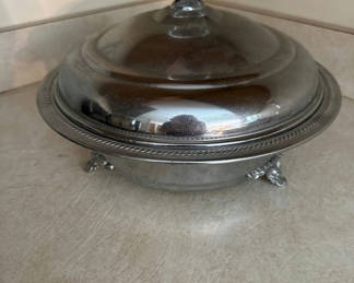 Lot 170: Silver-plated footed tureen with lid and PYREX
