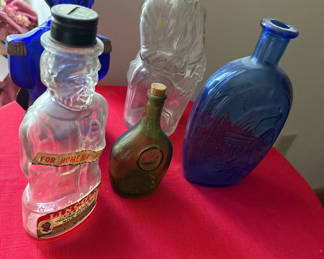 Lot 158: Assorted vintage glass liquor decanters and bottles