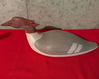 Lot 187: Hand-carved wooden duck decoy (Common Merganser)