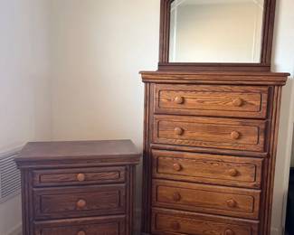Wooden Mirror Dresser And Nightstand