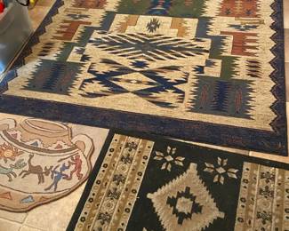 Southwest Area Rug And Two More Smaller Rugs