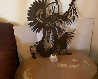 Kokopeli Metal Wall Art And Flagstone Coffee Table