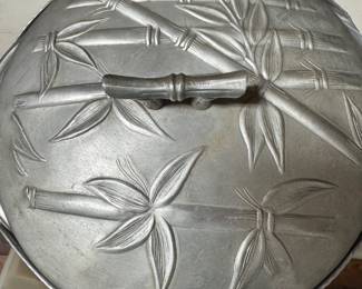 vintage mid-century aluminum casserole with liner