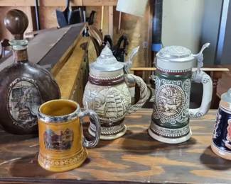 Avon, Lord Nelson Pottery German Beer Steins with Decorative Bottles