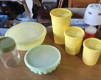 Vintage Tupperware Kitchen Storage Collection with Moormans Promotional Lamp