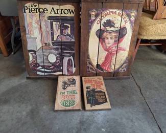 Rustic Vintage Advertising Wood Wall Sign Collection 4 Pieces