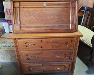 Antique Wards Home Deposit Vault Secretary Cabinet with Safe
