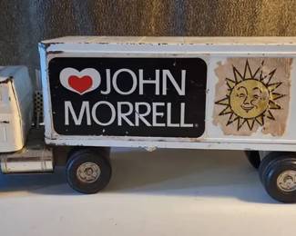 Vintage Metal John Morrell Advertising Toy Semi Truck with Opening Trailer