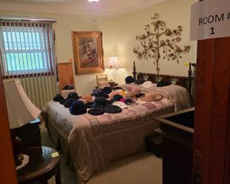 Vintage hats, bedroom furniture, designer bags, armoire, light fixtures
