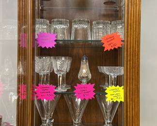 Waterford Crystal stemware, Vintage cut glass stemware, Waterford salt & Pepper shakers, etc.