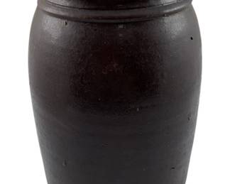 611 - Vintage Brown Stoneware Crock Jar - 8.5" tall