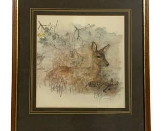 6843 - Framed "Deer" Print - 12.75 x 14.75