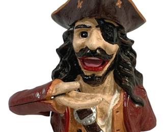 6352 - Cast Iron Mechanical Pirate Bank - 7.5 x 7 x 6
