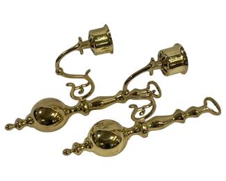 1002 - Pair Brass Wall Hanging Candleholders - 12 x 7
