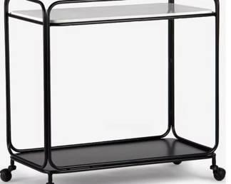 34 - Rolling Bar Cart, Black Steel & Marble (Description): 29 x 29 x 15.5, contemporary