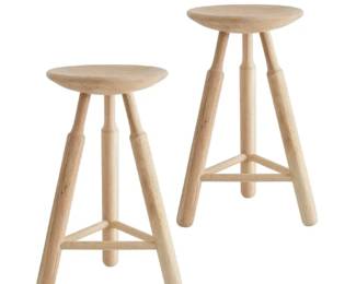 22 - Pair Contemporary Tripod Stools (Description): 24 x 15.5