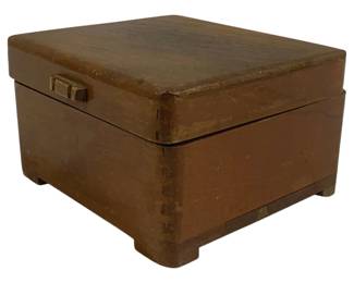 6644 - Antique Wood Jewelry Box - 5 x 4.5 x 3
