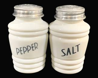6383 - Milk Glass Salt & Pepper Shakers - 5" Tall