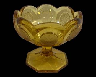 5909 - Fostoria Amber Coin Glass Compote - 4.5 x 4