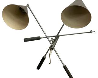 6258 - Mid Century Light Fixture Part - 30" (Description): Used as is electric/electronic/mechanical  item. No guarantee all components, untested. Missing Cone Shade and Pole