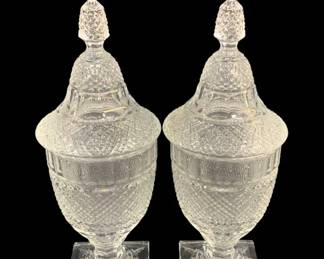 5953 - 2 Glass Candy Jars w/ Lid - 11.5" Tall
