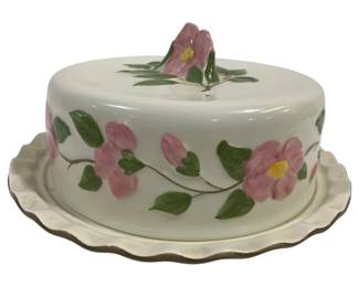 6918 - Franciscan Desert Rose Cake Plate & Dome (Description): 6 x 12.5