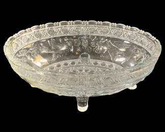 5855 - Indiana Glass Bird & Strawberry Footed Bowl (Description): 9.5 x 6 x 3.5