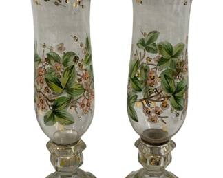 1011 - Pair Old Williamsburg Painted Hurricanes 16.5"