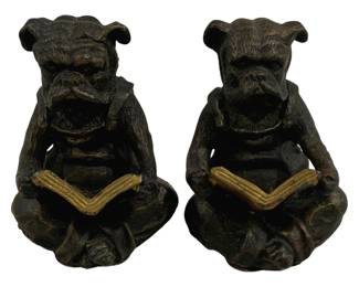 6072 - 2 Bronze Bookends - 4 x 2.5 x 3