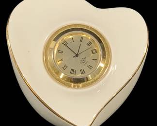 6838 - Lenox Porcelain Clock - 3.5 x 4 x 2.5 (Description): Used as is electric/electronic/mechanical  item. No guarantee all components, untested.