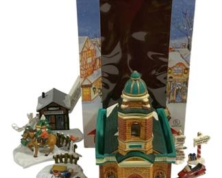 6664 - Holiday Living Lighted House w/ Extras in Box (Description): Used as is electric/electronic/mechanical  item. No guarantee all components, untested.