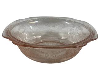 5917 - Indiana Pink Glass Madrid Recollection Bowl (Description): 9.5" Round