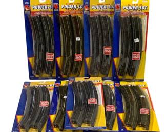 1668 - 9pc Lot Life-Like Trains HO Scale Power-Loc (Description): A lot of nine Life-Like Trains HO scale  Power-Loc track sets, all in original  packaging. The lot includes curved track  sections with 22" radius. The packaging  indicates fast and easy assembly with instant alignment and perfect performance. Ideal for  expanding an HO gauge model railroad layout.
