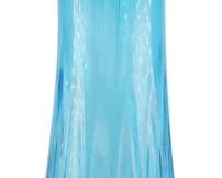 1057 - L.E. Smith Peacock Blue Simplicity 21" Vase (Description): Vintage L.E. Smith Peacock Blue Simplicity  swung glass vase. This striking mid-century  art glass piece features the distinctive  elongated swung form with a dramatic  asymmetrical pointed rim. The base displays the characteristic thumbprint or coin dot  pattern, transitioning to elegant ribbed  details along the elongated neck. The vibrant  peacock blue coloring shows beautiful depth  and transparency. Measures 21 inches tall.