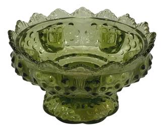5528 - Fenton Hobnail Pedestal 6 Taper Candle Bowl (Description): 6.5 x 4
