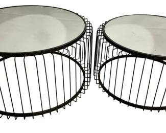 107 - Metal Mirrored Set of Cocktail Tables - 31.5 x 16
