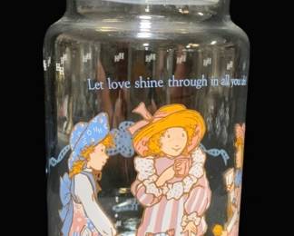 335 - Holly Hobbie Vintage Jar w/ Lid - 9" Tall