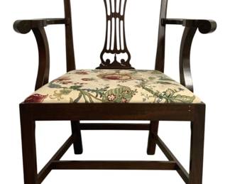7526 - Mahogany Upholstered Seat Armchair w/ Pillow (Description): 38 x 27 x 19