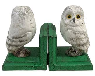 6357 - Pair Cast Iron Owl Bookends - 3.5 x 5.5 x 3