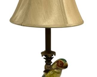 6859 - Hand Painted Italian Porcelain Parrot Lamp - 28" (Description): Used as is electric/electronic/mechanical  item. No guarantee all components, untested.
